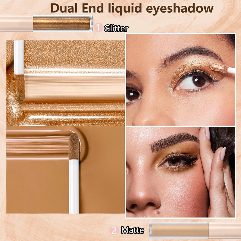 MiaSarah Rosy Brown Liquid Eyeshadow Matte Double Ended Glitter Metallic
