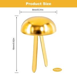 100 Pcs Gold Split Pins - 8x16mm Metal Paper Fasteners Split Pins Paper Fasteners for Scrapbooking, DIY Crafts, Office Supplies, Brass Brads & Craft Fasteners