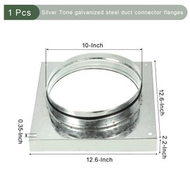 YOKIVE Duct Connector Flange, Galvanized Steel Air Ducting Mounting Plate with Rubber Gasket, Great for Heating Cooling Ventilation HVAC Exhaust Fan System(10 Inch, Silver Tone)