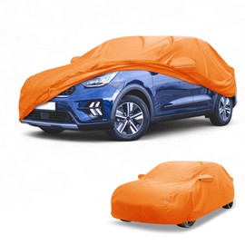 Partuto Car Cover Waterproof All Weather Automotive Outdoor Anti-UV Full Exterior Cover for Kia NIRO 210D-PU Orange with Left Side Zippers