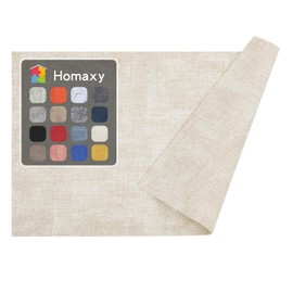 Homaxy Faux Leather Heat Resistant Placemats for Dining Table Set of 8, Waterproof Wipeable Washable PU Table Mats, Easy to Clean Anti-Slip Place Mats, 11.8" x 17", Beige
