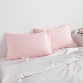 NTBAY Standard Pillow Cases Set of 2, 2 Pack Brushed Microfiber 20x26 Pillow Cases, Soft, Wrinkle, Fade, Stain Resistant Blush Pink Pillow Cases with Envelope Closure, 20x26 Inches, Blush Pink