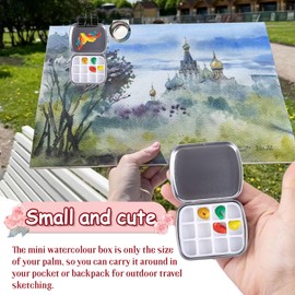 Watercolour Box Empty Portable Mini Watercolour Box Watercolour Empty Box with 12 Compartments for Storing Watercolour Oil Paint When Travelling Watercolour Painting Box