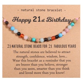 Korotho 21st Year Old Birthday Bracelet Gift Happy Turning 21st Birthday Best 21 Gifts Crystal Beads Bracelets Birthday Gifts for 21 Year Old women Daughter Best Friend Sister Niece