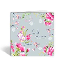 Eid Mubarak Islamic Greeting Card in Grey