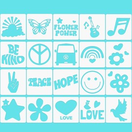 20 Pcs Stencil for Painting Peace and Love Stencil Plastic Paint Stencils Reusable DIY Drawing Template Motivational Art Stencils for Crafts Home Decor on Wood, Canvas, Paper, Fabric, Walls, Furniture