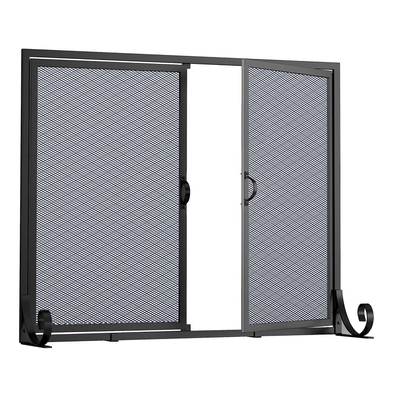 Fire Beauty Fireplace Screen with Hinged Doors, Powder Coated Steel