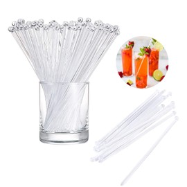 Round Top Swizzle Sticks Stirrer Disposible Plastic Crystal Swizzle Sticks Clear 100 Pieces