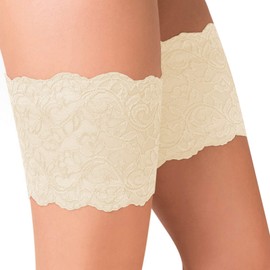 Moltico Gabriella Elastic Thigh Bands Against Friction Lace Anti Chafing Thigh Band Beige Black, ecru