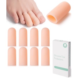 Dr. JK- Silicone Toe Protectors for Men & Women, 4 Pairs, Medium Size, Skin Color, Gel Toe Protectors Women and Men