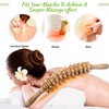 Wooden Curved Handheld Roller Massager Stick- 12 Rollers Wood Therapy