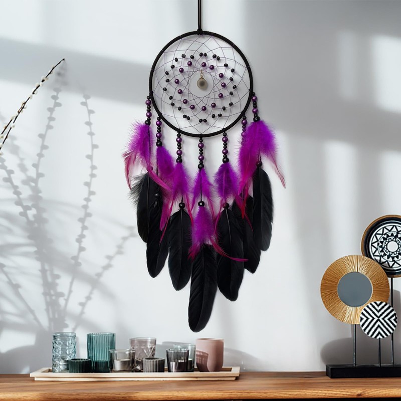Donko Purple and Black Dream Catcher with Pendant
