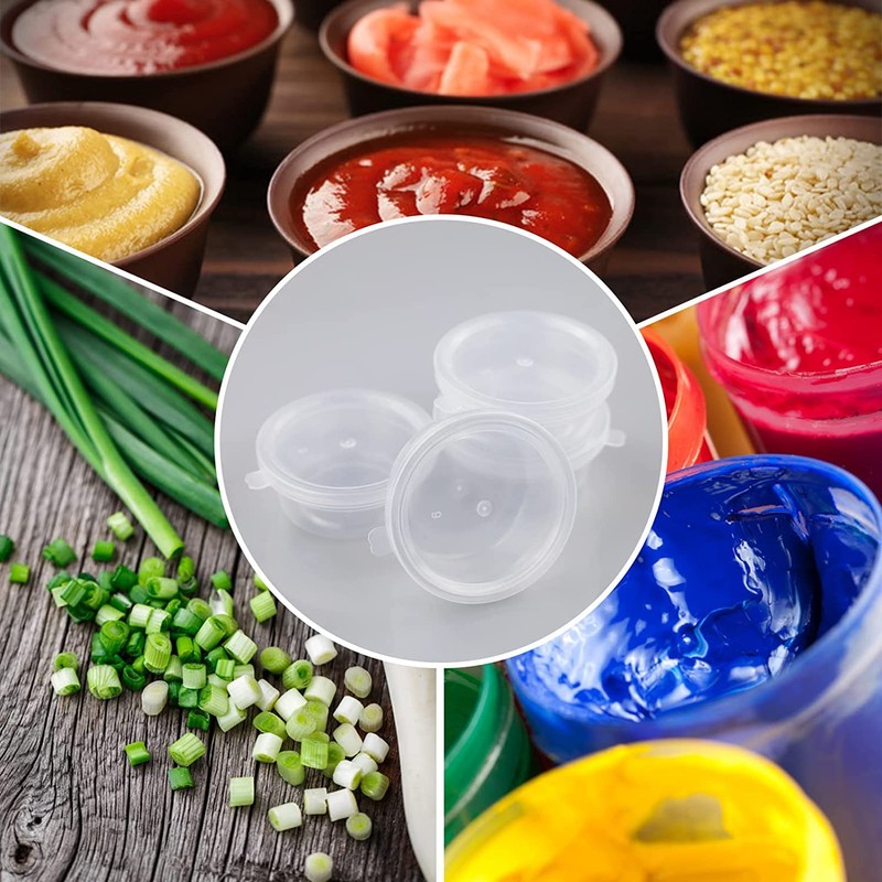 BFGLLY 50 Pack Reusable Plastic Pots, Round Food Containers, Sauce