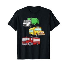 Garbage Trucks School Buses Fire Trucks Lover for Boys Kids T-Shirt