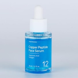 TOSOWOONG Copper Peptide Face Serum, Anti-Aging with Copper Tripeptide, GHK-Cu, 12 Multi-Peptide Formula for Fine Lines, Firming, Skin Elasticity, Hydrating, Korean Skincare, 33ml / 1.11 fl.oz.