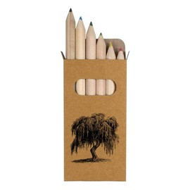 Azeeda 6 x 'Old Willow Tree' Short 85mm Pencils/Coloured Pencil Set (PE00068604)