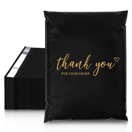JinRuiKJ Thank You Poly Mailer 10x13 Inch 100 PCS, Shipping Bags for Clothing, Packaging Bags for Small Business, Strong Adhensive, Waterproof and Tear-Resistant Mailing Envelopes, Black
