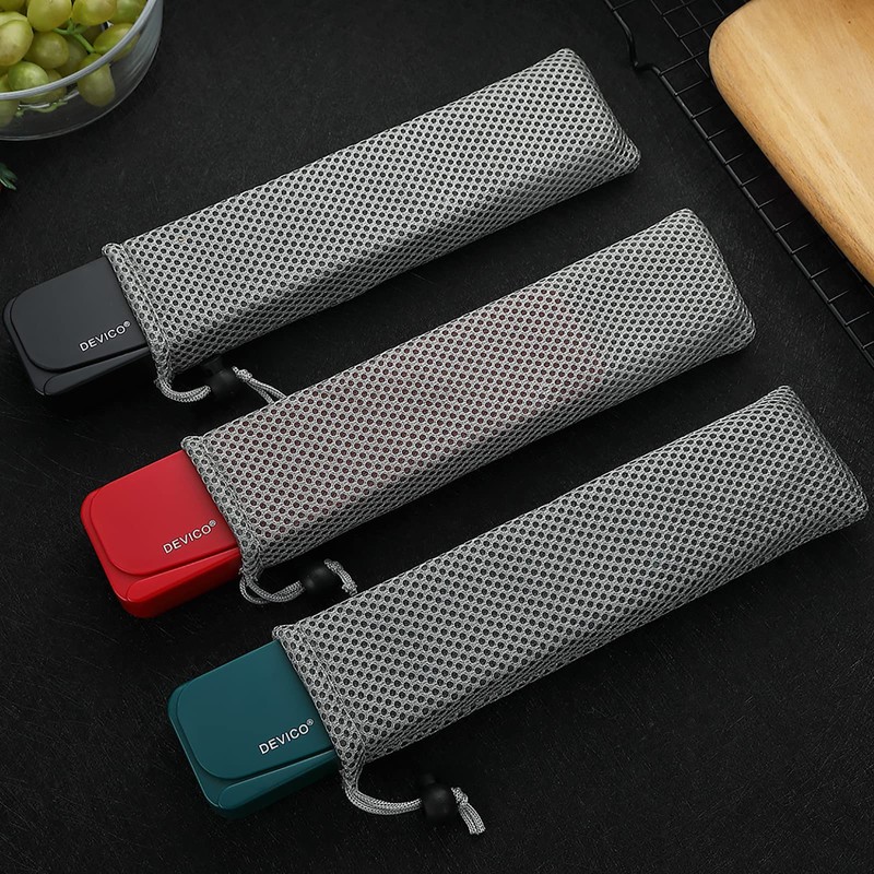 DEVICO Travel Utensils, 18/8 Stainless Steel 4pcs Cutlery Set Portable