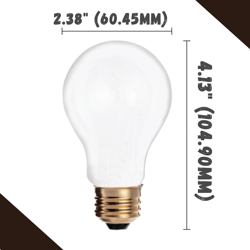Satco S3950 A19 Incandescent Bulb, 25W, 130V, Frosted Finish, 180