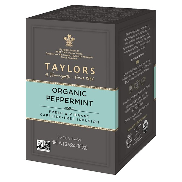 Taylors of Harrogate Organic Peppermint Herbal Tea, 50 Teabags