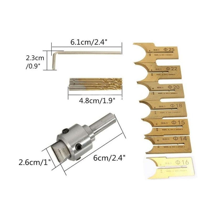Wooden Beads Drills Bit Kit, 14/15/16/18/20/22/25mm Wood Bead Maker Drill