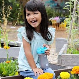 Chicco Soft Spout Tumbler with Silicone Straw and Spill-Proof Lid 12oz.| Built-In Carry Handle | Top-Rack Dishwasher Safe | Easy to Hold Travel Cup | Teal/Silver| 18+ months