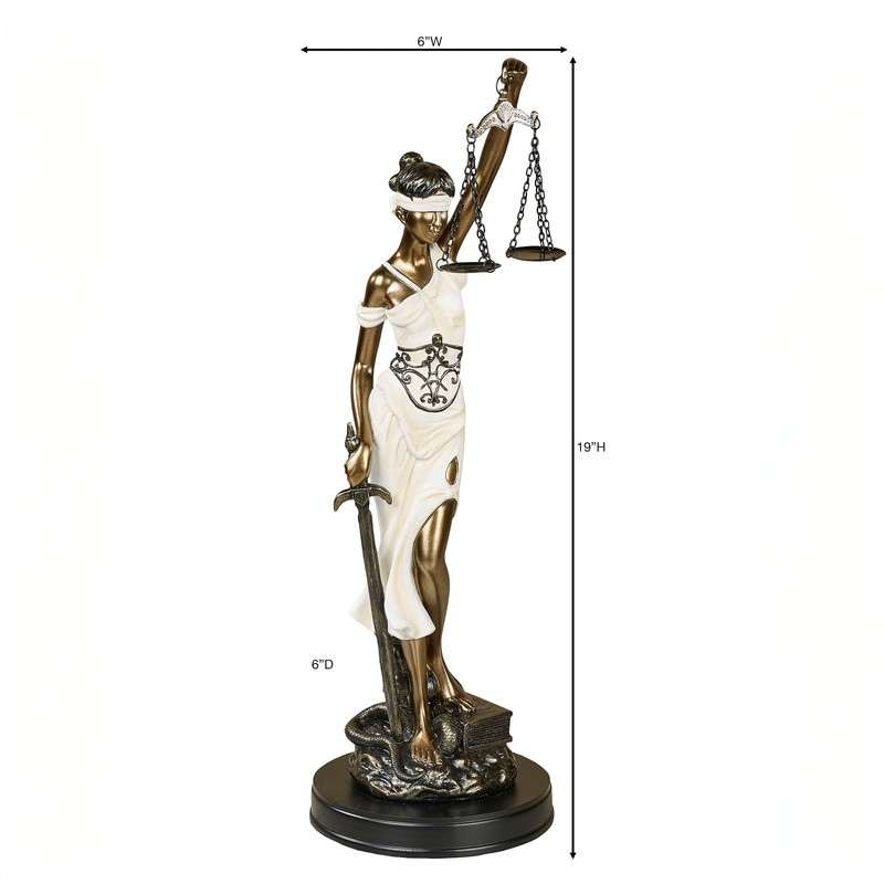 Touch of Class Themis Blind Justice Tabletop Statue Ivory Gold