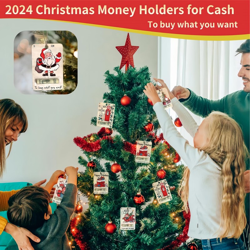 FeBohao 7 Pcs Christmas Tree Decorations Money Holders for Cash