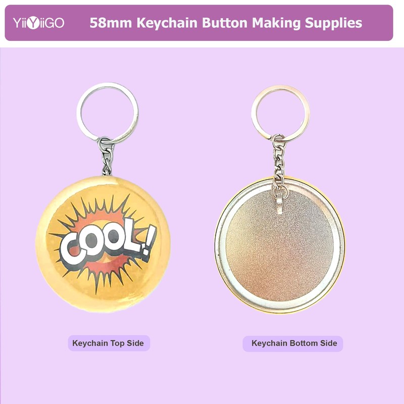 YiiYiiGO Button Maker Keychain Supplies, 50 Sets Pin Making Kit