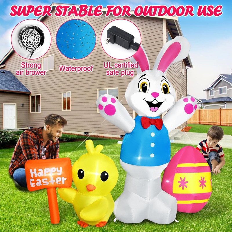 Raymall Easter Inflatables Outdoor Decorations, 5FT Tall Easter Blow Up