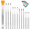 12 Pcs Leather Triangular Needles, Leather Needles, Leather Hand Sewing Needles with Transparent Needle Bottle, Colorful Thimble, Leather Stitching Needle for Stitching, Sewing and Leather Projects