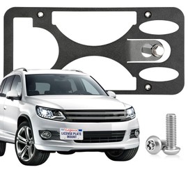 Heavy Duty Front License Plate Frame Compatible with Volkswagen Tiguan 2018-2023, No Drill Tow Hook Mount, Anti-Theft License Plate Holders Bracket, Rust-Proof, Weather & Rattle Proof Car Accessories