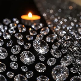 DomeStar - 1000 piezas de decoraciones de diamantes, diamantes falsos transparentes, cristales de acrílico para rellenar jarrones, mesas de boda, fiestas, 5 tamaños (0.16 a 0.9 pulgadas)