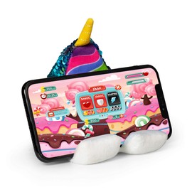 Plusheez Mobile Phone Holder | 2 in 1 Phone Stand with Micro Fibre Wipe | Screen Cleaner | Universal Phone Stand for Kids Children Adults | eReader/Kindle/Smartphone/Small Tablet Compatible (Unicorn)