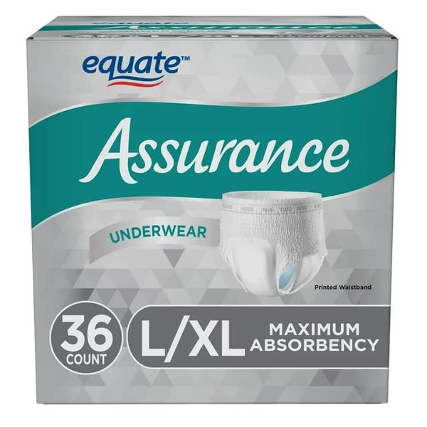 Assurance Underwear for Men, Size L/XL, 36 Count (Pack of 2)