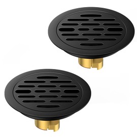 HEEDU 2PCS Drenaje de Piso Redondo 10 * 10CM, Coladera para Regadera de SUS304 Acero Inoxidable, Desodorante de Anti-Obstrucción, Drenaje de Ducha para Cocina, Baño, Aseo y Balcón (Negro)