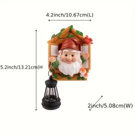 Solar Powered Gnome in Tree House Resin Sculpture with Hanging Lantern, Outdoor Garden Decor, Magical Night Light for YardColor: As picture, Size: One Size