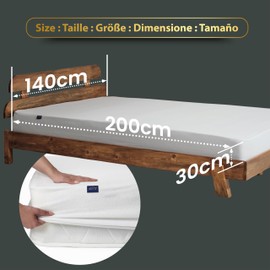 KINNS Waterproof Cotton Mattress Protector, 140 x 200 cm, Crinkle-Free Fitted Sheet, Mattress Topper, Incontinence Pad, All-Round Elastic, Breathable, All-Round Cover, Anti-Dust Mite Cover