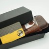 CIGAR IN STYLE Brown Crocodile Embossed Leather 3 Ct Cigar