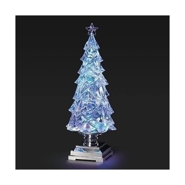 Roman Lighted Swirl Tree, Silver Base, 12.75-inch Height, Plastic