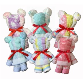 minimumkobe Towel, Hand Towel, Gift, Petite Gift, Random Pattern, Bear, Set of 6, Cute, Return (Set of 6, Pastel Colors)