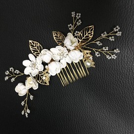 Wedding Hair Comb Rhinestone Clip Headpiece Crystal Bridal Hair Accessories (White)