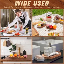 Kionuicno 6 Pcs Wood Tray,Oval Serving Wooden Tray,10" Small Wood Cheese Tray,Small Charcuterie Boards Acacia Wood Tray for Home Decor,Food,Vegetables,Fruit,Charcuterie