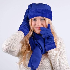 boxed-gifts Women's Warm Fleece Winter - Women's Hat and Glove Set + Hats Gloves Scarves for Women (Royal Blue)