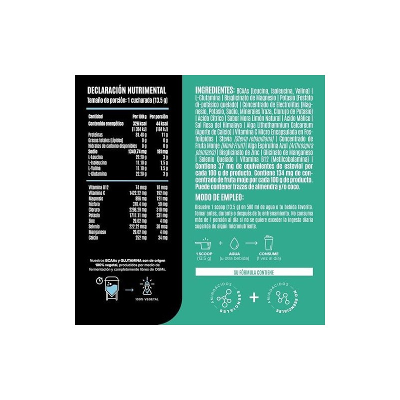 Birdman BCAAs + L-Glutamina Ratio 2:1:1 100% Vegetal, 0 Carbohidratos