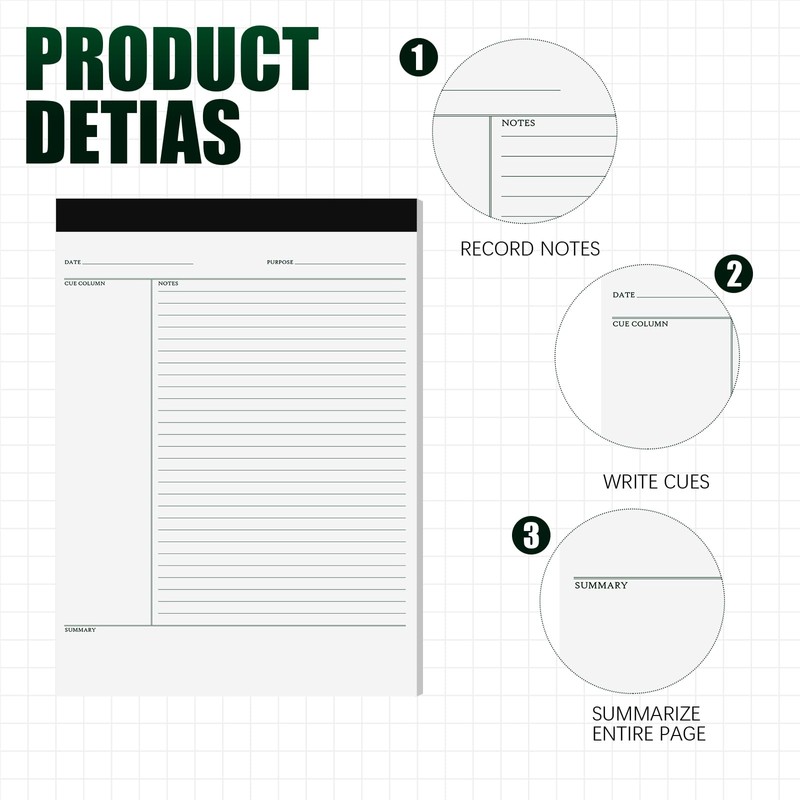 PerKoop 8 Pcs Writing Note Pads Notes System 8.5 x