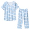 dodoin 2 Pack Womens Pajamas Set Cotton Sleepwear Short Sleeve