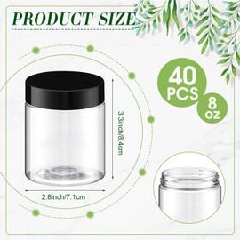 Tanlade 40 Pcs 8 oz Plastic Containers Jars with Lids Empty Clear Small Round Storage Jars for Powder Liquid Food Storage Kitchen Cosmetic Lotion Ointments Creams