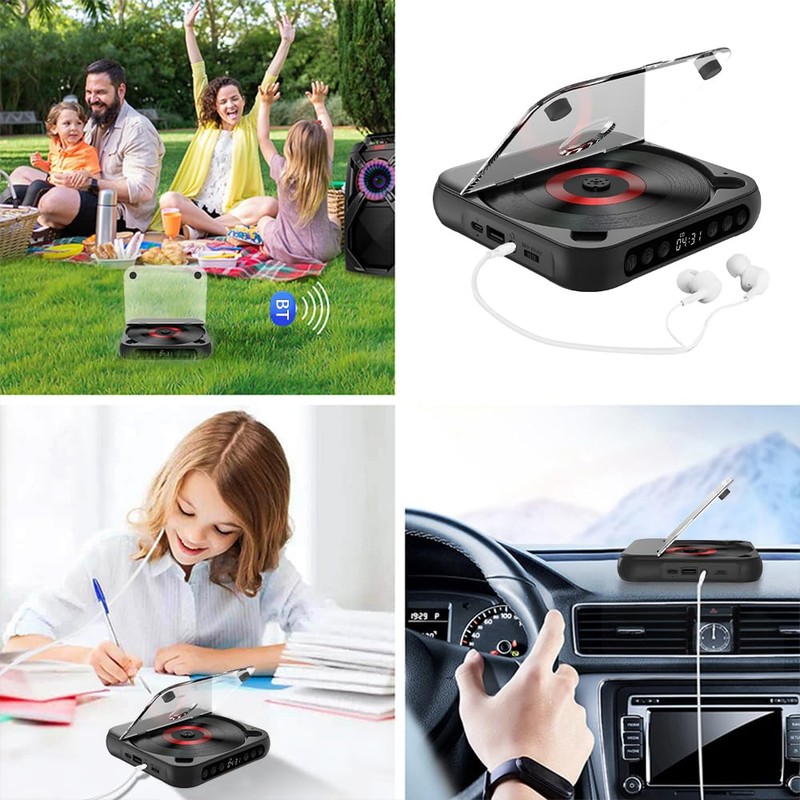 SHUAIGUO CD Player Portable BT Music Player CD Runner with