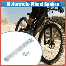 ACROPIX 24pcs 13G J Bend Bicycle Galvanized Spokes 266mm 10.47" Cycle Spokes with Brass Nipples Steel Spokes for Mountain Bike MTB Car Parts